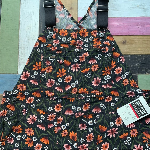 NWT Duluth 1X x31L  Heirloom Gardening Bib Overalls Black Cornflowers Farm Bibs - Picture 6 of 9